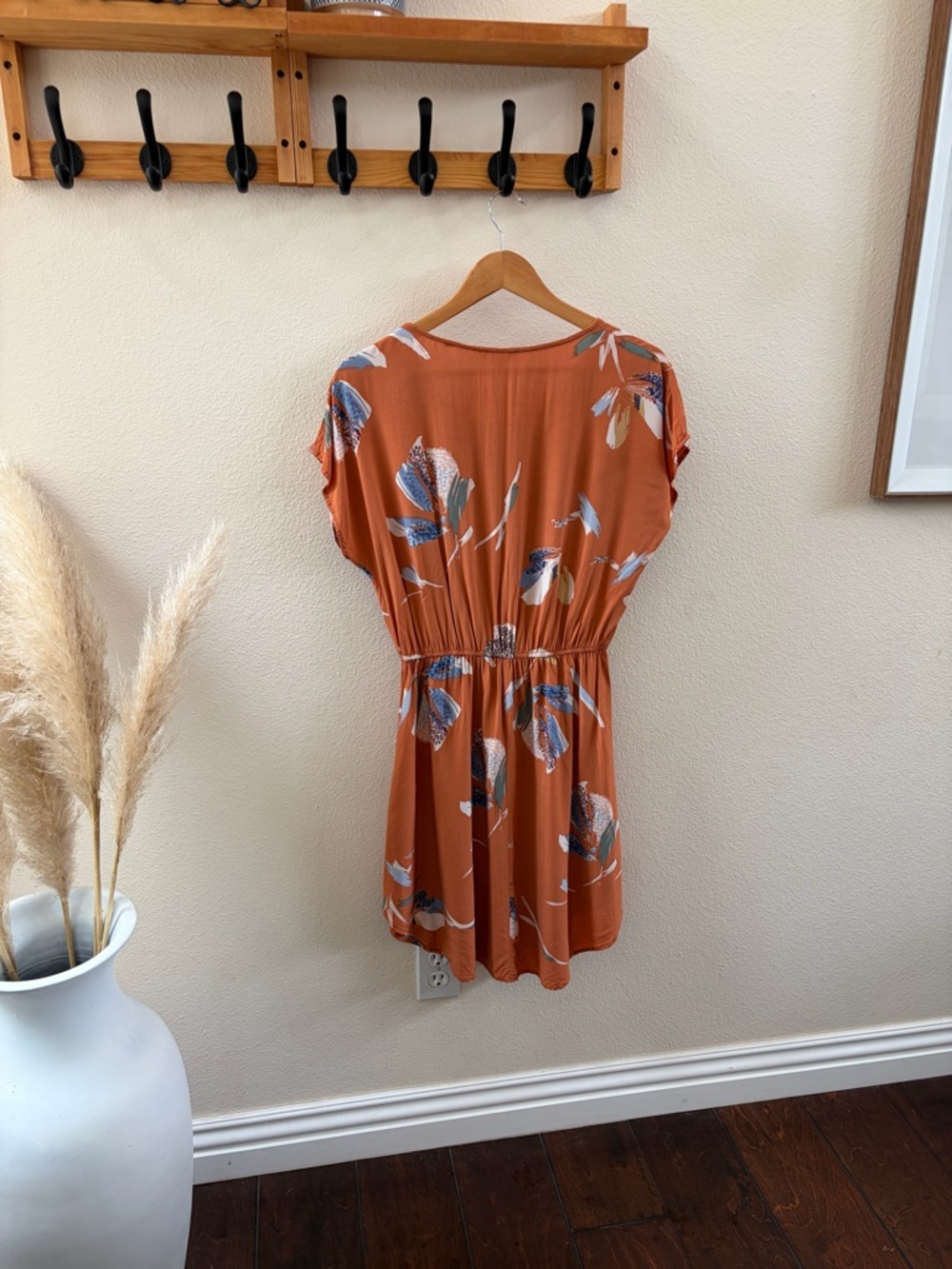 Final Touch Rust Floral Short-Sleeve Elastic-Waist Dress - Picture 4 of 4